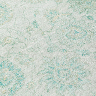 Piper Looms Chantille Damask ACN1833 Turquoise Machine Washable Area Rug Swatch Image