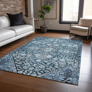 Piper Looms Chantille Aztec ACN1834 Blue Machine Washable Area Rug Lifestyle Image Feature