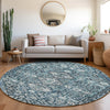 Piper Looms Chantille Aztec ACN1834 Blue Machine Washable Area Rug Round Lifestyle Image Feature