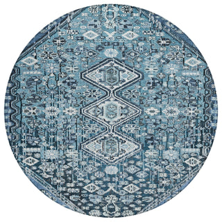 Piper Looms Chantille Aztec ACN1834 Blue Machine Washable Area Rug Round Main Image