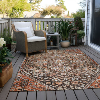 Piper Looms Chantille Aztec ACN1834 Fudge Machine Washable Area Rug Outdoor Lifestyle Image Feature