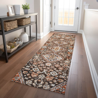 Piper Looms Chantille Aztec ACN1834 Fudge Machine Washable Area Rug Runner Lifestyle Image Feature