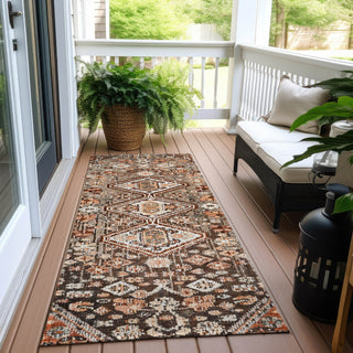 Piper Looms Chantille Aztec ACN1834 Fudge Machine Washable Area Rug Runner Outdoor Lifestyle Image Feature