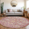 Piper Looms Chantille Aztec ACN1834 Merlot Machine Washable Area Rug Round Lifestyle Image Feature