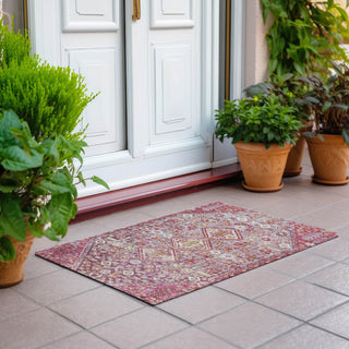 Piper Looms Chantille Aztec ACN1834 Merlot Machine Washable Area Rug Scatter Outdoor Lifestyle Image Feature