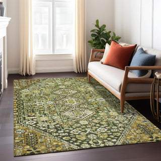 Piper Looms Chantille Aztec ACN1834 Olive Machine Washable Area Rug Lifestyle Image Feature