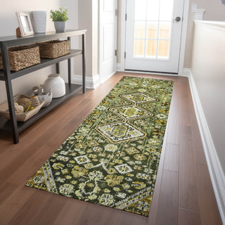 Piper Looms Chantille Aztec ACN1834 Olive Machine Washable Area Rug Runner Lifestyle Image Feature