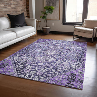 Piper Looms Chantille Aztec ACN1834 Purple Machine Washable Area Rug Lifestyle Image Feature