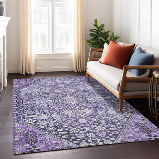 Piper Looms Chantille Aztec ACN1834 Purple Machine Washable Area Rug Lifestyle Image Feature
