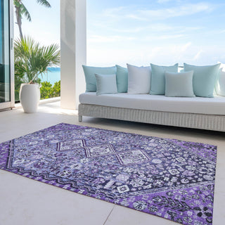 Piper Looms Chantille Aztec ACN1834 Purple Machine Washable Area Rug Outdoor Lifestyle Image Feature