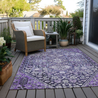 Piper Looms Chantille Aztec ACN1834 Purple Machine Washable Area Rug Outdoor Lifestyle Image Feature