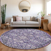 Piper Looms Chantille Aztec ACN1834 Purple Machine Washable Area Rug Round Lifestyle Image Feature