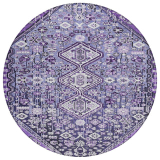 Piper Looms Chantille Aztec ACN1834 Purple Machine Washable Area Rug Round Main Image