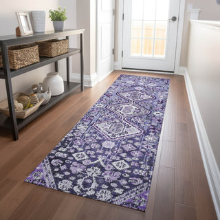 Piper Looms Chantille Aztec ACN1834 Purple Machine Washable Area Rug Runner Lifestyle Image Feature