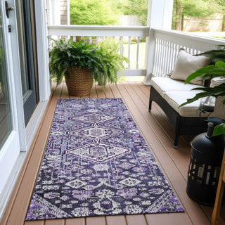 Piper Looms Chantille Aztec ACN1834 Purple Machine Washable Area Rug Runner Outdoor Lifestyle Image Feature