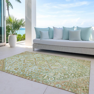 Piper Looms Chantille Aztec ACN1834 Sage Machine Washable Area Rug Outdoor Lifestyle Image Feature