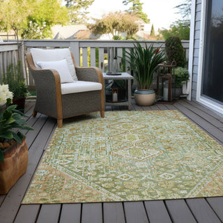 Piper Looms Chantille Aztec ACN1834 Sage Machine Washable Area Rug Outdoor Lifestyle Image Feature