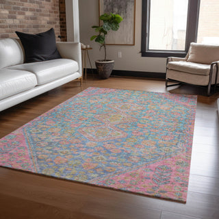 Piper Looms Chantille Aztec ACN1834 Sky Machine Washable Area Rug Lifestyle Image Feature