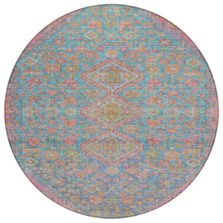 Piper Looms Chantille Aztec ACN1834 Sky Machine Washable Area Rug Round Main Image