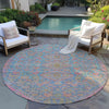 Piper Looms Chantille Aztec ACN1834 Sky Machine Washable Area Rug Round Outdoor Lifestyle Image Feature
