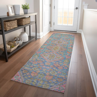 Piper Looms Chantille Aztec ACN1834 Sky Machine Washable Area Rug Runner Lifestyle Image Feature