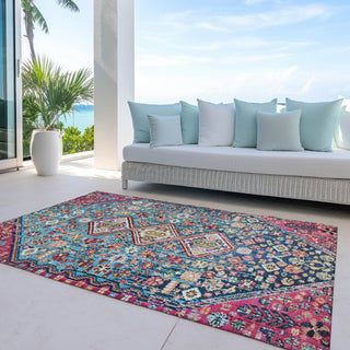 Piper Looms Chantille Aztec ACN1834 Teal Machine Washable Area Rug Outdoor Lifestyle Image Feature