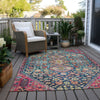 Piper Looms Chantille Aztec ACN1834 Teal Machine Washable Area Rug Outdoor Lifestyle Image Feature