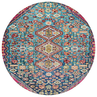 Piper Looms Chantille Aztec ACN1834 Teal Machine Washable Area Rug Round Main Image