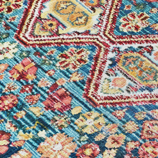 Piper Looms Chantille Aztec ACN1834 Teal Machine Washable Area Rug Swatch Image