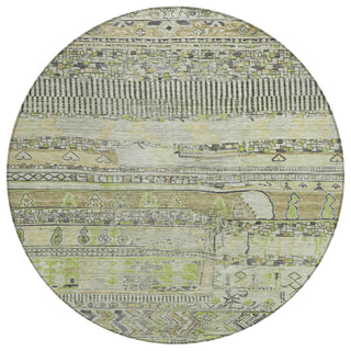 Piper Looms Chantille Stripes ACN1835 Beige Machine Washable Area Rug Round Main Image