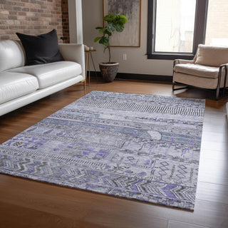 Piper Looms Chantille Stripes ACN1835 Blue Machine Washable Area Rug Lifestyle Image Feature
