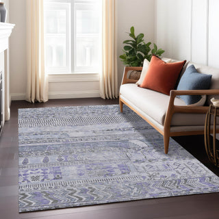 Piper Looms Chantille Stripes ACN1835 Blue Machine Washable Area Rug Lifestyle Image Feature