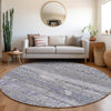 Piper Looms Chantille Stripes ACN1835 Blue Machine Washable Area Rug Round Lifestyle Image Feature
