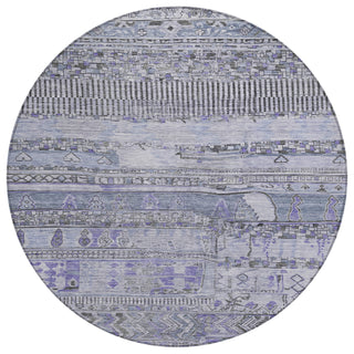 Piper Looms Chantille Stripes ACN1835 Blue Machine Washable Area Rug Round Main Image