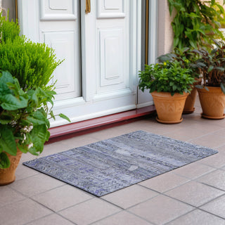 Piper Looms Chantille Stripes ACN1835 Blue Machine Washable Area Rug Scatter Outdoor Lifestyle Image Feature