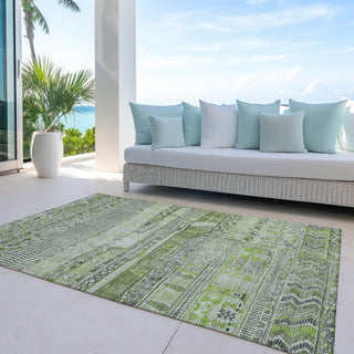 Piper Looms Chantille Stripes ACN1835 Olive Machine Washable Area Rug Outdoor Lifestyle Image Feature