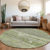 Piper Looms Chantille Stripes ACN1835 Olive Machine Washable Area Rug Round Lifestyle Image Feature