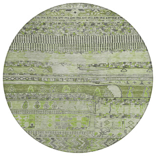 Piper Looms Chantille Stripes ACN1835 Olive Machine Washable Area Rug Round Main Image