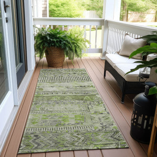 Piper Looms Chantille Stripes ACN1835 Olive Machine Washable Area Rug Runner Outdoor Lifestyle Image Feature