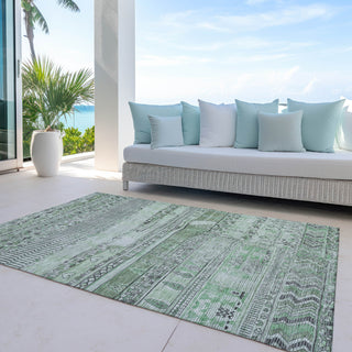 Piper Looms Chantille Stripes ACN1835 Sage Machine Washable Area Rug Outdoor Lifestyle Image Feature