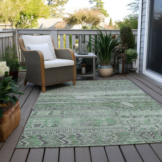 Piper Looms Chantille Stripes ACN1835 Sage Machine Washable Area Rug Outdoor Lifestyle Image Feature
