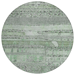 Piper Looms Chantille Stripes ACN1835 Sage Machine Washable Area Rug Round Main Image