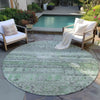 Piper Looms Chantille Stripes ACN1835 Sage Machine Washable Area Rug Round Outdoor Lifestyle Image Feature