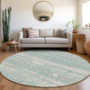 Piper Looms Chantille Stripes ACN1835 Teal Machine Washable Area Rug Round Lifestyle Image Feature