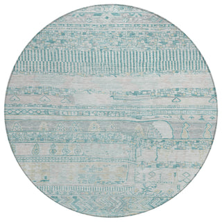 Piper Looms Chantille Stripes ACN1835 Teal Machine Washable Area Rug Round Main Image