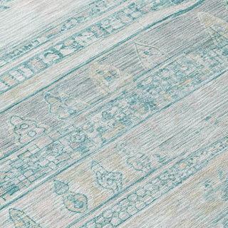 Piper Looms Chantille Stripes ACN1835 Teal Machine Washable Area Rug Swatch Image