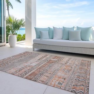 Piper Looms Chantille Stripes ACN1835 Terracotta Machine Washable Area Rug Outdoor Lifestyle Image Feature