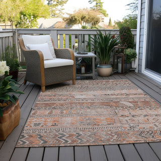 Piper Looms Chantille Stripes ACN1835 Terracotta Machine Washable Area Rug Outdoor Lifestyle Image Feature