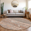Piper Looms Chantille Stripes ACN1835 Terracotta Machine Washable Area Rug Round Lifestyle Image Feature