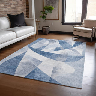 Piper Looms Chantille Swirls ACN1836 Denim Machine Washable Area Rug Lifestyle Image Feature